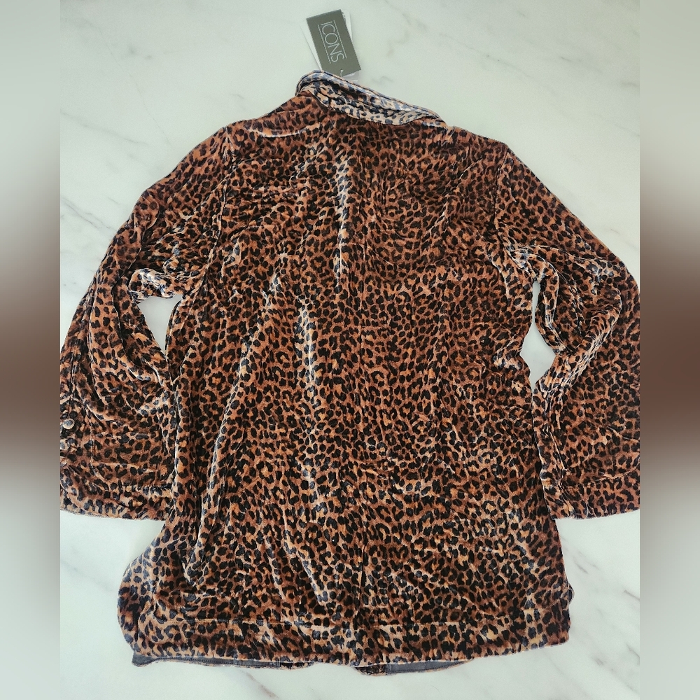 Soft Surroundings Icon Silk Velvet‎ Poets leopard tunic shirt blouse cheetah NWT - Picture 12 of 12